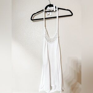 White Halter Top with Crochet Detail